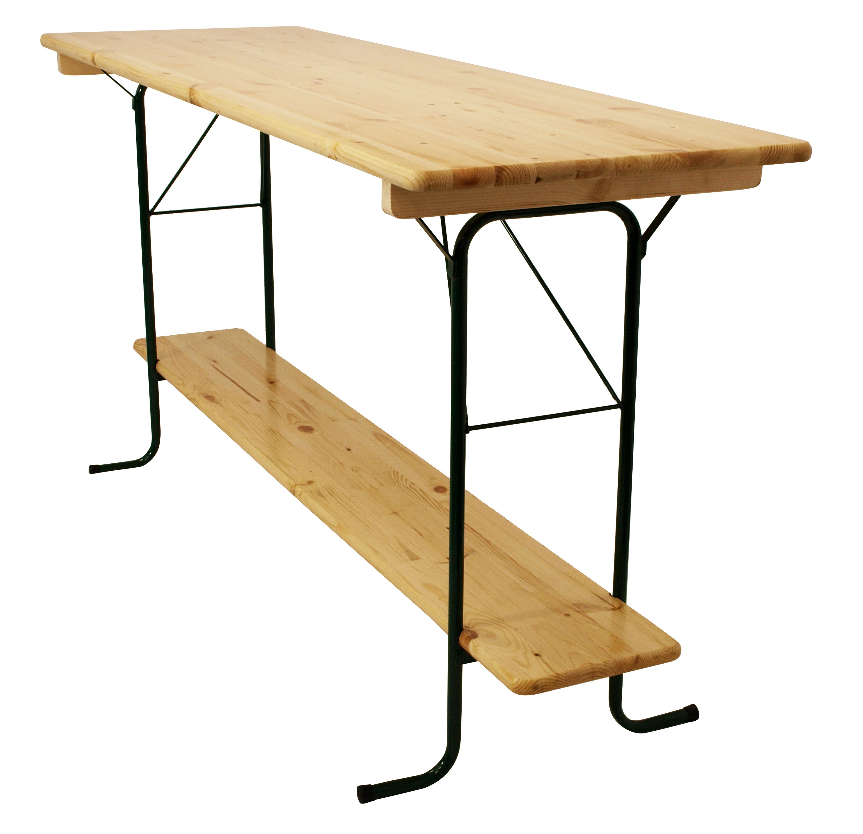 Stehtisch 220cm klappbar, Metall + Holz lackiert, mit Fuss-Stütze